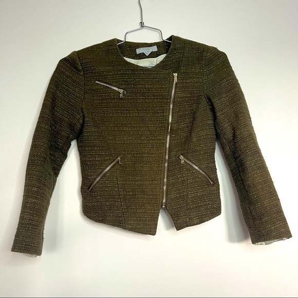H&M Tweed Army Green Moto jacket/blazer